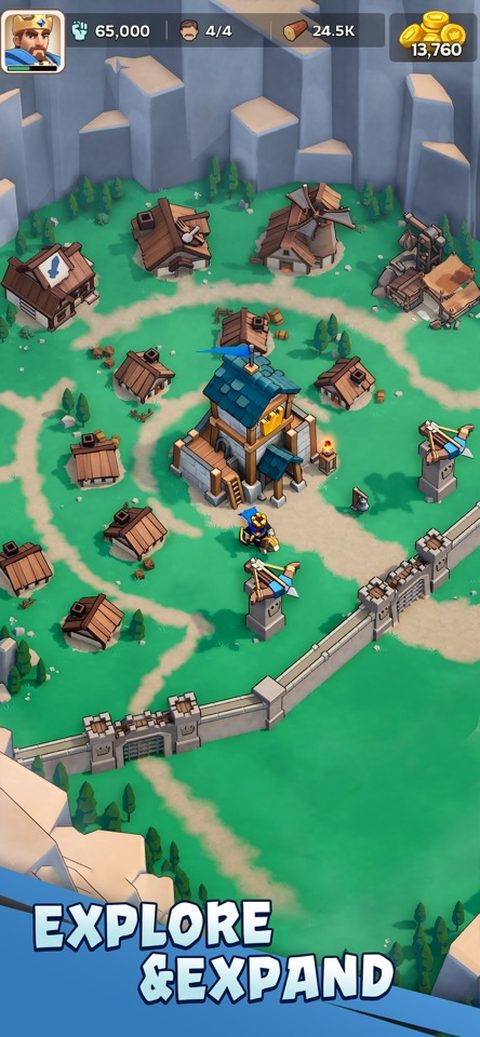 Kingshot town view with resource counters